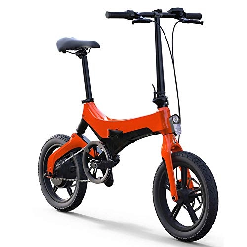 Vélos électriques : Pliant Vélo Électrique, Multi-Fonction Vélo Électrique Étudiant Mini Comfort Amortissante Portable Loisirs Scooter Électrique, 55-65Km Unisexe, Orange
