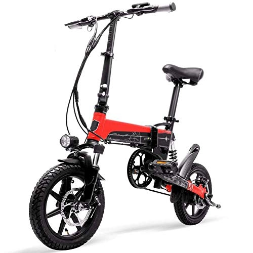 Vélos électriques : Pliant Vélo Électrique, Multifonction Amovible Batterie Portable Vélo Électrique Étudiant Mini Scooter Électrique Loisirs, 60 Km Unisexe, Rouge