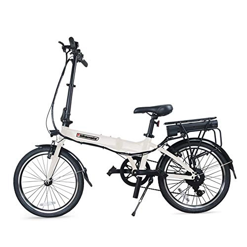 Vélos électriques : Ploufer Folding Electric Bicycle, Mini Small Scooter Bike Mate, Lithium Battery Adult Men and Women Ultra Light and Convenient E-Bike, Boosting Mileage Up to 25km / h, 130 x 58 x 95cm
