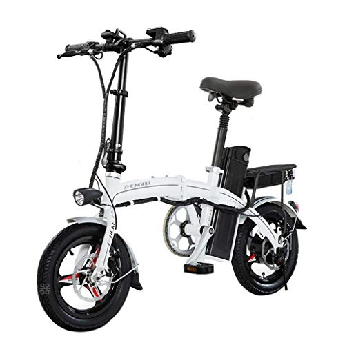 Vélos électriques : Pocket bikes sportives Batterie Au Lithium De Bicyclette lectrique Pliant La Petite Voiture lectrique Adulte De Bicyclette lectrique, Vie lectrique 60km (Color : Blanc, Size : 125 * 57 * 100cm)