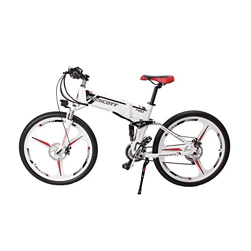 Vélos électriques : Prescott Vélo électrique à vélo Pliant électrique 250W avec Batterie Lithium-ION Amovible et Transmission 21 Vitesses Shimano. (White)