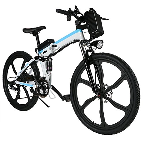 Vélos électriques : Profun Vélo de Montagne électrique 26 / 20 Pouces 250W avec Shimano 21 / 7 Vitesse E-VTT avec Batterie au Lithium Amovible 36 V 10.4Ah / 36V 8Ah pour Hommes Femmes (Blanc)