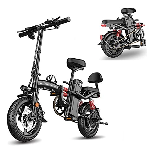 Vélos électriques : QININQ Vélos électriques E-Bike Vélo Pliant E, Batterie 48 V 10.4Ah, vélo électrique Pliable 14 Pouces avec Moteur 350 W, pour Hommes et Femmes