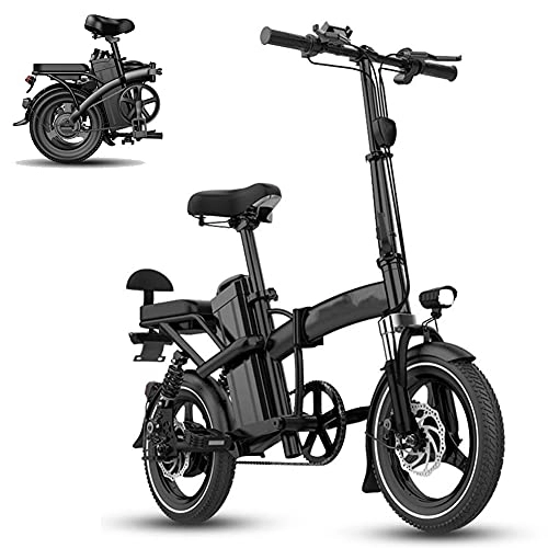 Vélos électriques : QININQ Vélos électriques Pliant pour Adultes, 14" VTT électrique avec Moteur Haute Vitesse 250W, Fat Bike avec Batterie Amovible au Lithium 48V 8Ah pour Hommes Femmes