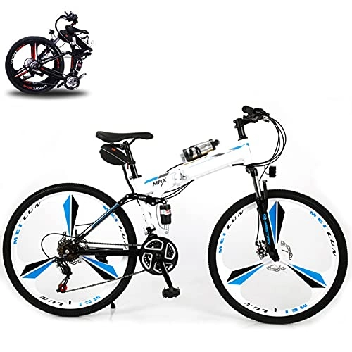 Vélos électriques : QININQ Vélos électriques Pliant pour Adultes, 26" VTT électrique avec Moteur Haute Vitesse 350W, Bike avec Batterie Amovible au Lithium 36V 6.8Ah pour Hommes Femmes