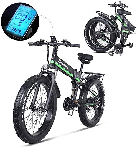 Vélos électriques : Qinmo 26inch Pliable vlo lectrique en Alliage de magnsium eBikes Vlos Tout Terrain 48V 1000W 12.8Ah Lithium-ION 4, 0 Fat Tire Mountain Bike Commute Neige Ebike