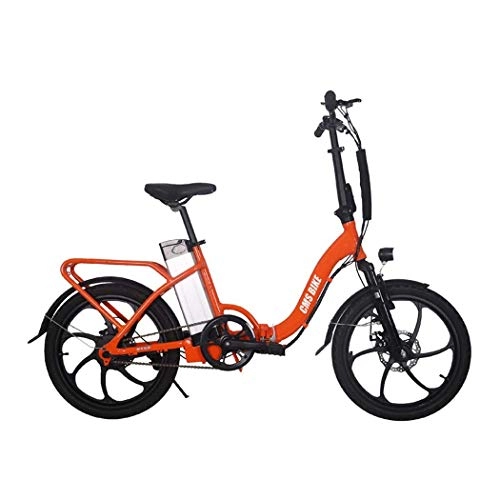 Vélos électriques : QIONGS Vélos électriques, Freins à Disque, Affichage à Cristaux liquides, Gamme 50-60KM 3La Conduite, Corps en Alliage d'aluminium, 20 Pouces Pliant vélo électrique, Orange