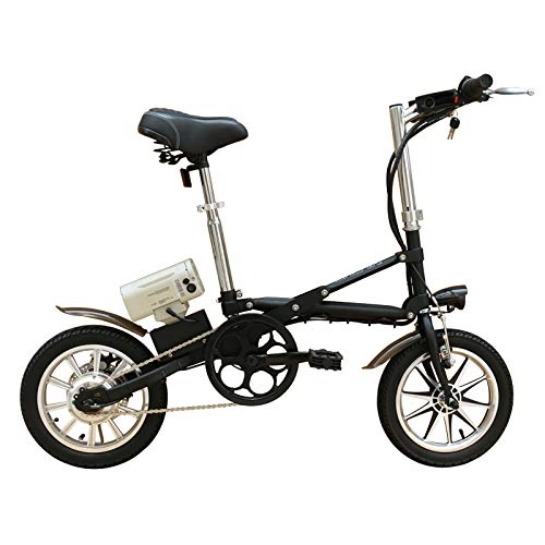 Vélos électriques : QLHQWE 36V250W 14 Pouces vlo Pliant lectrique avec la Batterie au Lithium ebike Moteur brushless, Noir