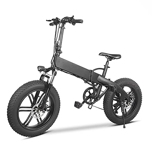 Vélos électriques : QQLK 20" Vélo De Montagne Électrique Plier VTT Vélo À Assistance, Tableau De Bord LCD, 7 Vitesses, Endurance 80KM