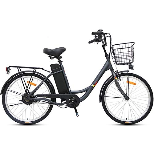 Vélos électriques : Qsfdhifdr Pdale vlo lectrique Portable, 24 Pouces Hommes et Femmes Ville cyclomoteur Batterie au Lithium Batterie Voiture, Mode Shopping Moto-Noir_36V