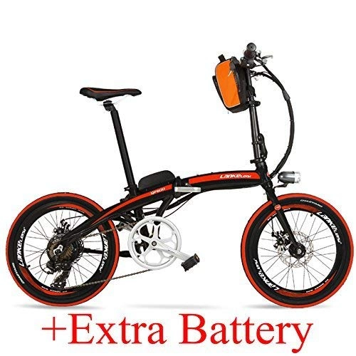 Vélos électriques : qx Scooter 240W 48V 12Ah Portable 20 Pouces Vélo Pliant E, Vélo Électrique D'Assistance À La Pédale de Cadre En Alliage D'Aluminium, Deux Freins À Disque, Pedelec, Batterie Extra Plus Noir Rouge