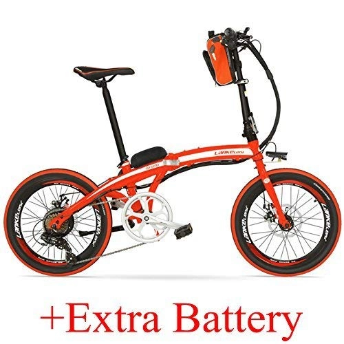 Vélos électriques : qx Scooter 240W 48V 12Ah Portable 20 Pouces Vélo Pliant E, Vélo Électrique D'Assistance À La Pédale de Cadre En Alliage D'Aluminium, Deux Freins À Disque, Pedelec, Batterie Red Extra Plus