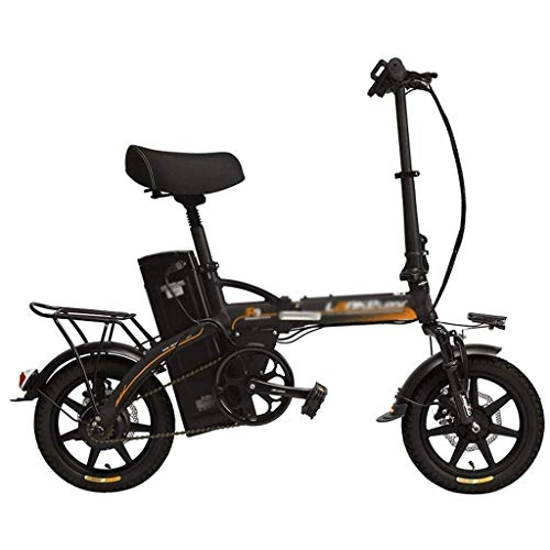 Vélos électriques : qx Scooter R9 Vélo Électrique 14 Pouces, Moteur 350W / 240W, Batterie Au Lithium de Grande Capacité 48V 23.4Ah, Vélo Pliant D'Assistance de 5 Degrés, Freins À Disque, Gris Orange