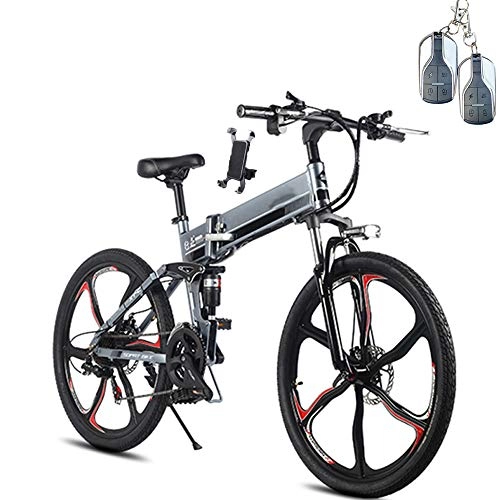 Vélos électriques : QYL Vélo Électrique Pliable, en Alliage de Magnésium Ebikes Vélos Tout Terrain Batterie 48V / 10Ah 350W Lithium-ION de Vélos Ebike, pour L'extérieur Cyclisme Voyage, Gris
