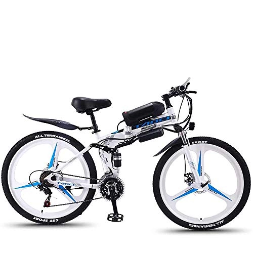 Vélos électriques : QYL Vélos Électriques pour Adultes, Vélo Électrique Pliable Vitesse Réglable Urban Bike Amovible au Lithium-ION pour Hommes Montagne Ebike, Blanc