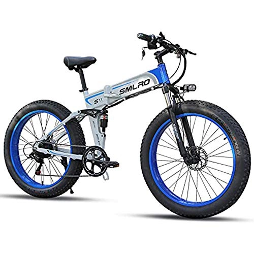 Vélos électriques : QYL Vélos électriques Pliant pour Adultes, 26" VTT électrique avec Moteur Haute Vitesse 350W, Fat Bike avec Batterie Amovible au Lithium 36V 10.4Ah pour Hommes Femmes, Blanc