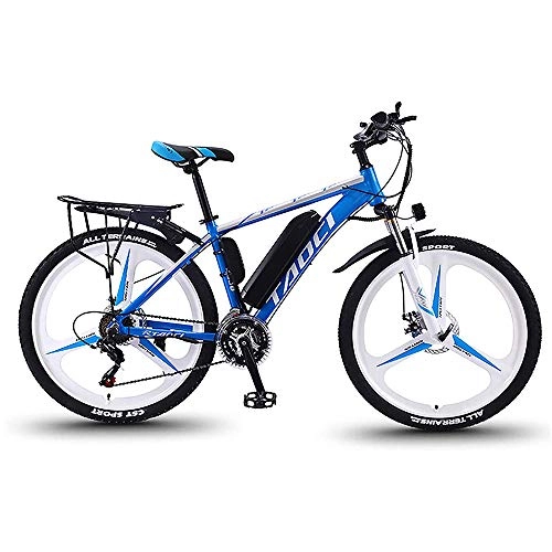 Vélos électriques : QYL Vélos électriques pour Adultes, en Alliage de magnésium eBikes Vélos Tout Terrain, 26" 36V 350W 13Ah Amovible au Lithium-ION pour Hommes Montagne Ebike, Bleu, 90Km