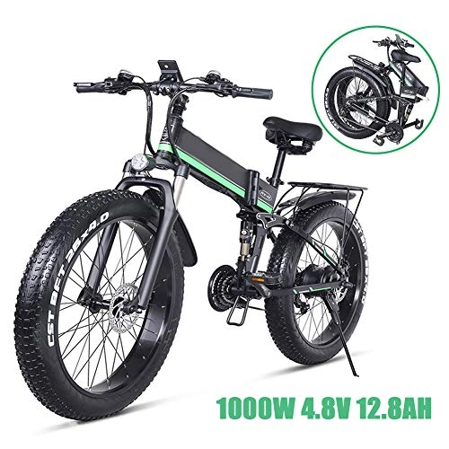 Vélos électriques : RHXX Vélo Électrique Pliable 4, 0 * 26" E-Bike Fat Tire VTT Électrique pour Adultes avec 48 V 12.8AH 1000W Batterie Amovible Au Lithium-ION 21 Vitesses