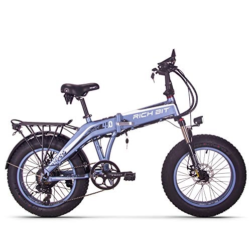 Vélos électriques : Rich BIT RT-016 48v 500w 9.6Ah 20 Pouces Pliant Gros Pneu vélo électrique E vélo Ebike Snow Fat Bike avec écran LCD Intelligent (Gray)