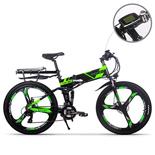 Vélos électriques : Rich BIT RT860 vélo électrique VTT 250W * 36V * 12.8Ah LG li-Batterie Smart ebike 26 Pouces VTT (Green)
