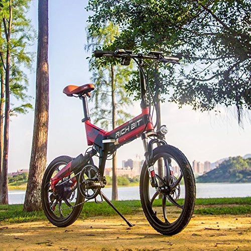 Vélos électriques : RICH BIT Vlo Pliant lectrique FS-730 avec Moteur 48V 250W Batterie au Lithium-ION 8Ah pour Le Cyclisme (Black-Red)