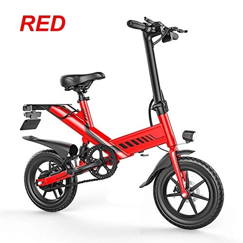Vélos électriques : RPHP 36V 7.5Ah 350W Alliage d'aluminium Smart E Bike 14 Suspension arrière Mini vélo électrique Pliable 3 Couleurs-Rouge 12 Pouces