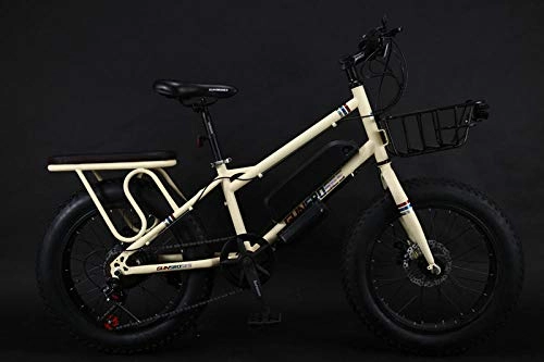 Vélos électriques : RPHP Gros Pneu vlo lectrique Adulte vlo lectrique en Alliage d'aluminium e-Bike Nouveau e-Bike en Plein air-Beige
