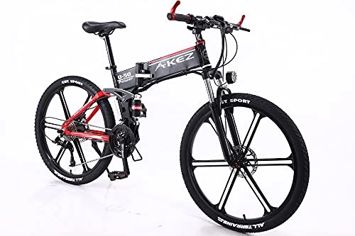 Vélos électriques : RuBao Vélo électrique pour adulte 27 vitesses, 66 cm une roue pliable à vitesse variable avec batterie au lithium, noir 10 A / 8 A, pour les déplacements, le fitness (taille : 36 V / 350 W / 10 Ah)