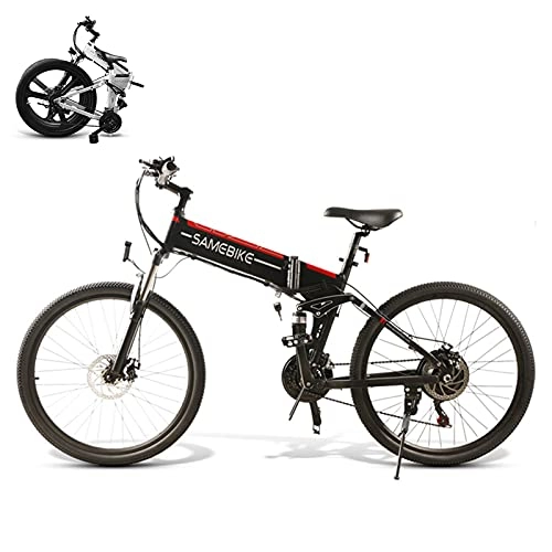 Vélos électriques : Rymic Vélo électrique pliable pour adultes, 350 W 66 cm avec batterie au lithium amovible 48 V 10 Ah pour adultes, poignée de vélo électrique 7 vitesses, compteur LCD, roue en alliage de magnésium