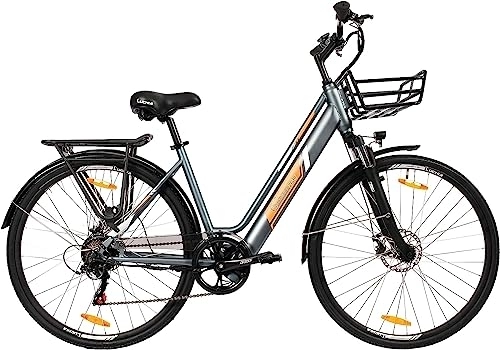 Vélos électriques : SachsenRAD E-City Bike C1 NEO avec StVZO | Vélo électrique de ville de 27, 5 pouces à enjambée basse, sportivité moderne, capteur de couple, écran LCD intégré et feux LED pour 150-180 cm | Gris argenté