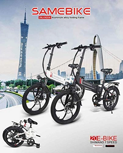 Vélos électriques : Samebike 20 Pouces E Bike, vélo électrique Pliable pour Adultes avec Moteur 350 W, Batterie 8 Ah jusqu'à 35 km, adapté aux Sports de Cyclisme en Plein air (Noir)