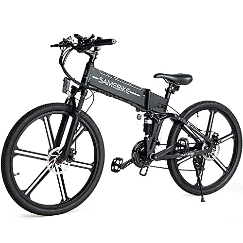 Vélos électriques : SAMEBIKE LO26-II Version Mise à Niveau vélos électriques 500W 48V 10AH 26 Pouces vélos de Montagne électriques pliants avec écran LCD Couleur pour Adultes (Noir)