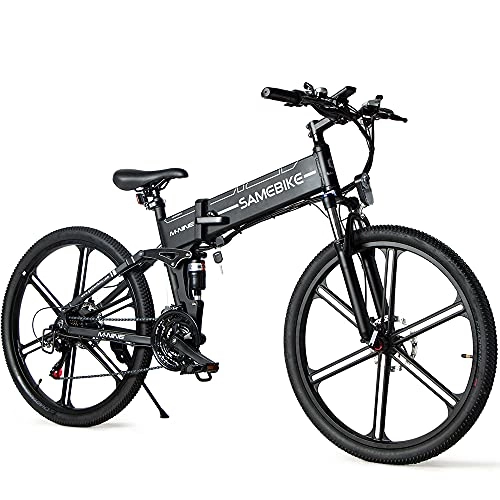 Vélos électriques : SAMEBIKE LO26-II Version Mise à Niveau vélos électriques 500W 48V 10AH vélos de Montagne électriques Pliants Adultes avec écran LCD Couleur 26 Pouces (Noir)