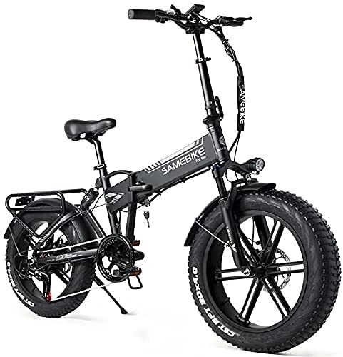 Vélos électriques : SAMEBIKE Vélo VTT électrique pliable 20" 500 W 48 V 10 Ah Pneus gras VTT pour adultes Vitesse maximale de 35 km / h (Noir)
