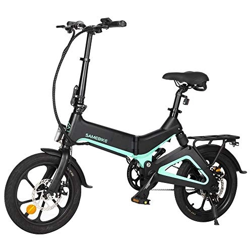 Vélos électriques : SAMEBIKE Vélo électrique Pliant Vélo Cyclomoteur Intelligent avec Moteur 250W 25km / h Vélo de Roue de 16 Pouces pour Adulte Et Adolescent (Noir)