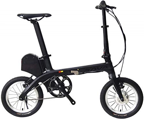 Vélos électriques : SAVANE Vélo Pliant Electrique, E0 14"Vélo Pliant à Cadre en Fibre de Carbone 36V / 180W Vélo Fixe Vélo Pliant à Voie Fixe à Une Vitesse pour Vélo Urbain