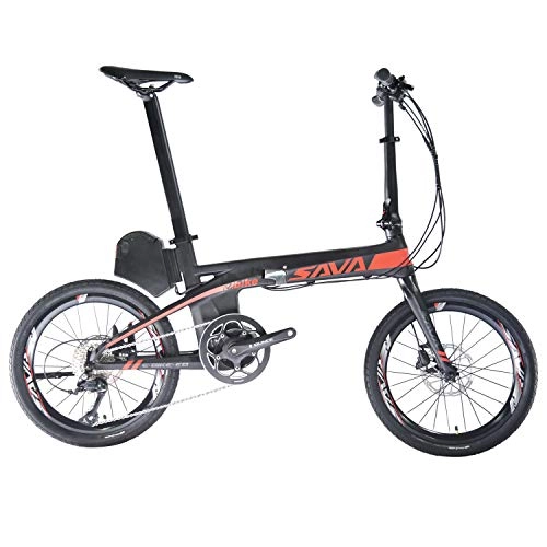 Vélos électriques : SAVANE électrique Vélo Pliant, E8 200W électrique Fibre de Carbone à Bicyclette Pliante de 20" Bicyclette Pliante Shimano 9 Vitesses Pedelec à Pédale avec Batterie Amovible 36V / 8.7Ah Li-ION