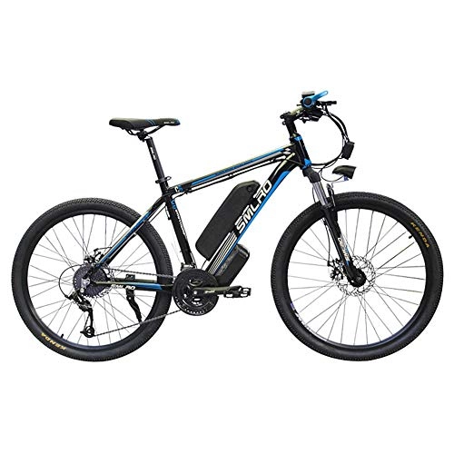 Vélos électriques : SAWOO 500W vélo électrique Hommes 26 Pouces Montagne Ebike vélo de Route Plage / vélo de Neige Ebikes pour Adultes avec Batterie 13Ah 21 Vitesses (Bleu)