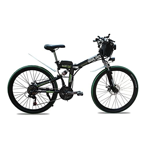 Vélos électriques : SAWOO Vélo électrique 1000w VTT électrique 26 Pouces E-Bike Pliant avec Batterie Au Lithium 10ah Neige Ebike Shimano 21 Vitesses (Vert)