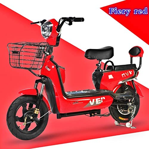 Vélos électriques : Scooter Électrique É Scooter Velo Electrique 2019 Petit Étudiant Scooter du Mâle Adulte Et Moto Double Pédale Femme 48V Builds D (Color : Red(24a))