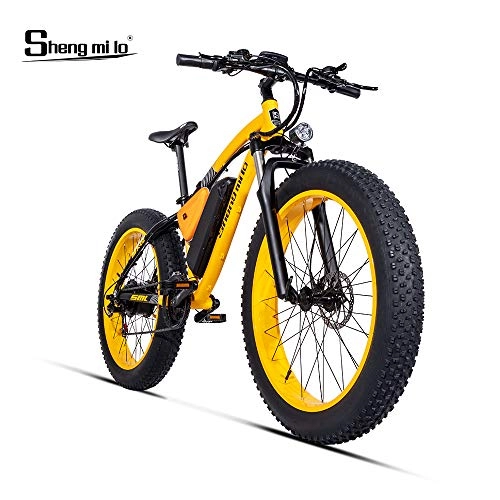 Vélos électriques : Shengmilo-MX02 Vélo électrique BAFANG 500w Vélo de Montagne électrique Fat Bike 26 * 4.0 Pneu (Jaune (sans étranglement))
