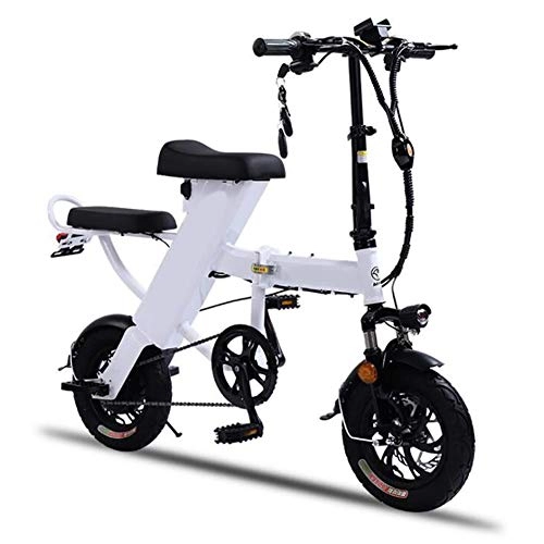 Vélos électriques : SHENXX lectrique Pliant Urbain, E-Bike avec Support de Tlphone Portable USB, Batterie ION Lithium 48V 15Ah- Noir / Blanc, Blanc