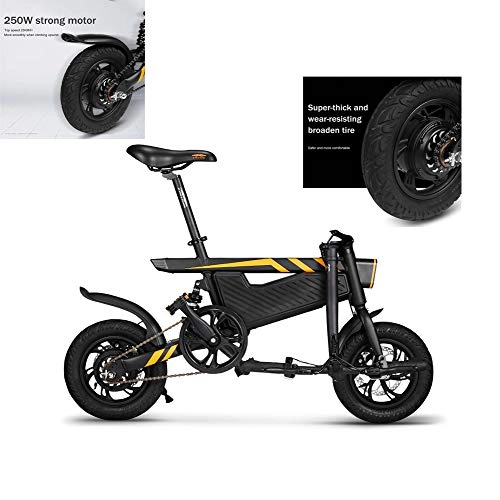 Vélos électriques : SHENXX Vélo électrique 12 Pouces Pliant Assistance électrique vélo électrique e-Bike 250W Moteur et Double Freins à Disque Pliable