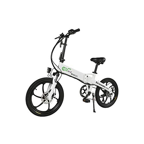 Vélos électriques : SHENXX Vélo électrique au Lithium de 20 Pouces, vélo électrique Pliant Urbain, Moteur 48V350W, Batterie Grande capacité 48V7.8A, Vitesse maximale de 30 km, kilométrage Maximal de 50 à 70 km, Blanc