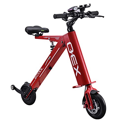Vélos électriques : SHIMOTOO Mini Bicyclette lectrique, vhicule lectrique Scooter lectrique Intelligent Pliable et Portable de Bicyclette (Noir / Blanc / Rouge), Red