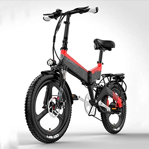 Vélos électriques : SHJC Vélo électrique Pliant, 20 Pouces 400 W 25 km / h vélo de Ville / Trekking / VTT Pliant avec Batterie Lithium-ION à Grande Capacité (48V 10.4Ah) Adulte Femme Homme eBikes, Rouge