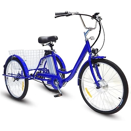 Vélos électriques : SKVLF Adulte 24 Pouces Tricycle Électrique 36V Batterie Détachable 350W Vélo Électrique À Trois Roues Grand Panier Tricycle Électrique Adapté Aux Sorties Shopping