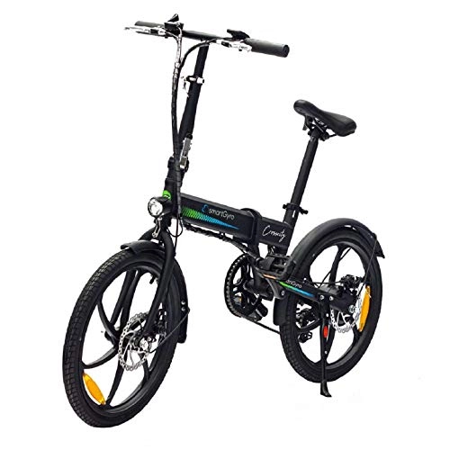 Vélos électriques : SmartGyro Ebike Crosscity Black Vélo électrique Urbain, Roues 20", Assistance au pédalage, Batterie Amovible au Lithium 36 V 4, 4 mAh, Frein à Disque, 6 Vitesses Shimano, autonomie 30-50 km