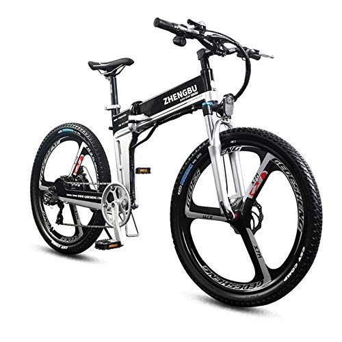Vélos électriques : SportArts Vélo De Montagne Pliant électrique avec Un Réducteur De Vitesse à Batterie Li-Batterie Amovible De 48V Et Trois Modes De Fonctionnement, Black