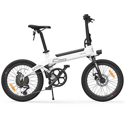 Vélos électriques : Style wei 20 Pouces Pliant 80KM Power Range Assist vélo électrique vélomoteur E-Bike 10AH Pliante E-Bike Vélo Sport (Color : White)